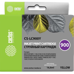 Картридж струйный Cactus CS-LC900Y желтый (16.6мл) для Brother DCP-110/115/120/MFC-210/215/FAX-1840