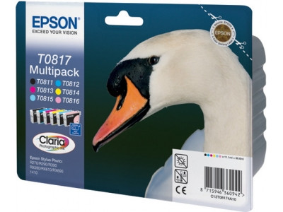 Картридж Epson T0817 комплект (BK,C,M,Y,LC,LM) 6шт
