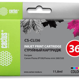 Картридж струйный Cactus CS-CLI36 многоцветный (11.8мл) для Canon Pixma 260