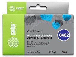 Картридж струйный Cactus CS-EPT0482 голубой (14.4мл) для Epson Stylus Photo R200/R220/R300/R320/R340/RX500/RX600/RX620/RX640