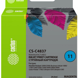 Картридж струйный Cactus CS-C4837 №11 пурпурный (29 мл) для HP BIJ 1000/1100/1200/2200/2300/2600