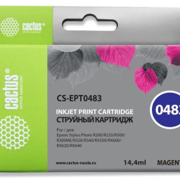 Картридж струйный Cactus CS-EPT0483 пурпурный (14.4мл) для Epson Stylus Photo R200/R220/R300/R320/R340/RX500/RX600/RX620/RX640