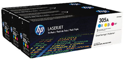 Тонер-картридж HP 305a (cyan, magenta, yellow) Tri-pack набор, 3 шт x 2600 стр