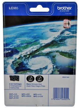 Картридж Brother LC985BKBP2 (black) набор, 2 шт. x 300 стр.