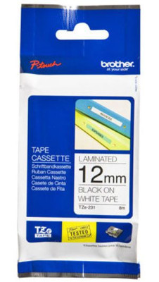 Brother белая плёнка для наклеек с черным шрифтом, 12 мм x 8 м