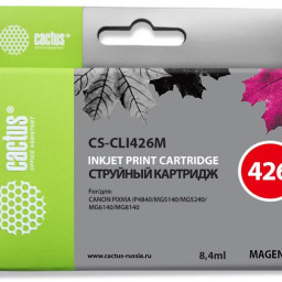 Картридж струйный Cactus CS-CLI426M пурпурный (8.4мл) для Canon Pixma MG5140/5240/6140/8140/MX884