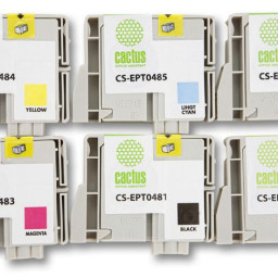 Картридж струйный Cactus CS-EPT0487 черный/голубой/пурпурный/желтый/светло-голубой/светло-пурпурный набор (88мл) для Epson Stylus Photo R200/R220/R300/R320/R340/RX500/RX600/RX620/RX640