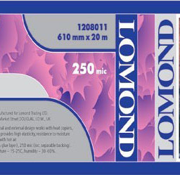 Пленка Lomond XL Vinyl White Self-Adhesive Film, самоклеящаяся, матовая, 170 г/кв.м, 610 мм, 20 м