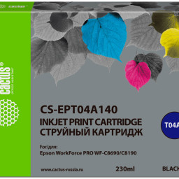 Картридж струйный Cactus CS-EPT04A140 черный (230мл) для Epson WorkForce Pro WF-C8190, WF-C8690