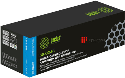 Тонер-картридж Cactus Toner CS-C055C для Canon (cyan), 2100 стр.