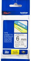 Brother белая плёнка для наклеек с черным шрифтом, 6 мм x 8 м