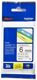 Brother белая плёнка для наклеек с черным шрифтом, 6 мм x 8 м