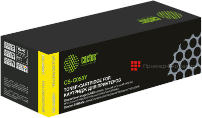 Тонер-картридж Cactus Toner CS-C055Y для Canon (yellow), 2100 стр.