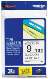 Brother белая плёнка для наклеек с черным шрифтом, 9 мм x 8 м