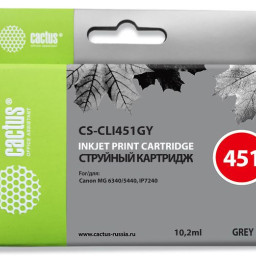 Картридж струйный Cactus CS-CLI451GY серый (10.2мл) для Canon MG6340/5440/IP7240