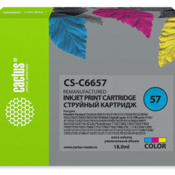 Картридж струйный Cactus CS-C6657 №57 многоцветный (18 мл) для HP 450/5145/5150/5151/5550/5552/5650/5652/565