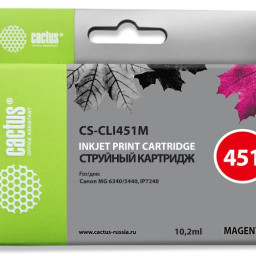 Картридж струйный Cactus CS-CLI451M пурпурный (10.2мл) для Canon MG6340/5440/IP7240