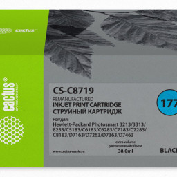 Картридж струйный Cactus CS-C8719 №177XL черный (38 мл) для HP 3100/3110/3207/3210/3213/3214/3308/8250/8253/C5140