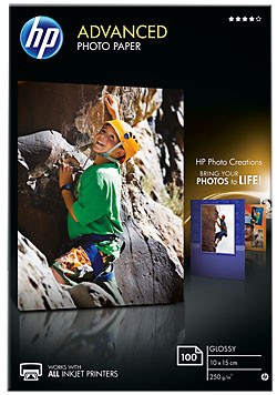 Бумага HP Advanced Glossy Photo Paper, глянцевая, 10 x 15 см (100 x 150 мм), 250 г/кв.м (100 листов)