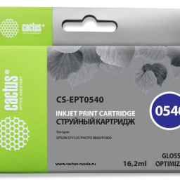 Картридж струйный Cactus CS-EPT0540 глянец (16.2мл) для Epson Stylus Photo R800/R1800