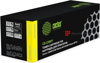 Тонер-картридж Cactus Toner CS-C069Y для Canon i-SENSYS MF752Cdw, MF754Cdw (yellow), 1900 стр.
