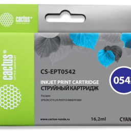 Картридж струйный Cactus CS-EPT0542 голубой (16.2мл) для Epson Stylus Photo R800/R1800