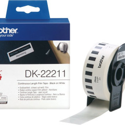 Brother белая плёночная неразрезанная клеящаяся лента, 29 мм x 15,24 м