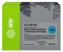 Картридж струйный Cactus CS-C8767 №130 черный (29 мл) для HP DJ 5740/5743/5745/5748/5793/5940/5943/6540/6540d/6540dt/6543/6543d/6620/6623/6840/6843/6940/6940dt/6943/6980series/6980dt/6983/6985/9800series/9860/DJ 6310/6310xi/6313/6315/6318