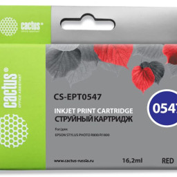 Картридж струйный Cactus CS-EPT0547 красный (16.2мл) для Epson Stylus Photo R800/R1800