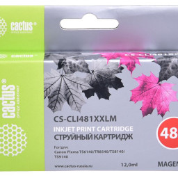 Картридж струйный Cactus CS-CLI481XXLM пурпурный (12мл) для Canon Pixma TR7540/TR8540/TS6140/TS8140