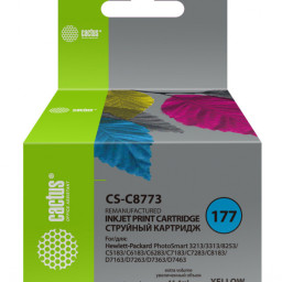 Картридж струйный Cactus CS-C8773 №177 желтый (11,4 мл) для HP PS 3213/3313/8253/C5183/C6183/C6283/C7183/C7283/C8183/D7163/D7263/D7363/D7463