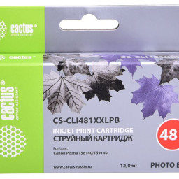 Картридж струйный Cactus CS-CLI481XXLPB голубой (12мл) для Canon Pixma TS8140/TS9140
