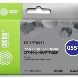 Картридж струйный Cactus CS-EPT0551 черный (10мл) для Epson Stylus RX520/Stylus Photo R240