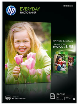 Бумага HP Everyday Semi-Glossy Photo Paper, глянцевая, A4 (210 x 297 мм), 170 г/кв.м (100 листов)
