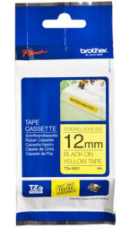 Brother желтая пленка для наклеек повышенной адгезии с черным шрифтом, 12 мм x 8 м