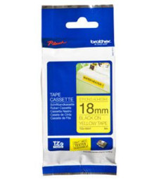Brother желтая пленка для наклеек повышенной адгезии с черным шрифтом, 18 мм x 8 м