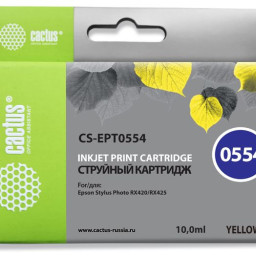 Картридж струйный Cactus CS-EPT0554 желтый (16мл) для Epson Stylus RX520/Stylus Photo R240