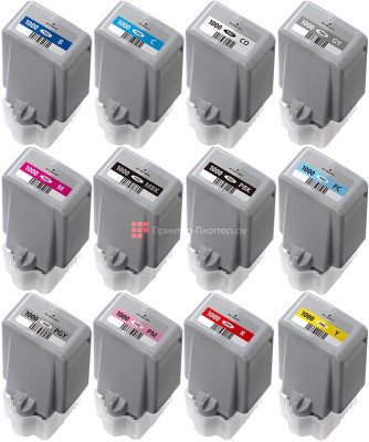 Комплект картриджей Canon PFI-1000 (C,M,Y,MBK,PBK,Pc,Pm,Gy,PGy,R,B,CO) 12 шт х 80 мл