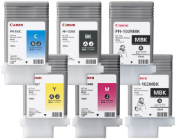 Комплект картриджей Canon PFI-102/104 (PFI-102: MBKx2,BK,C,Y; PFI-104: M) 6 шт х 130 мл