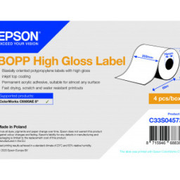 Бумага Epson BOPP High Gloss Label, глянцевая, 203мм x 68м