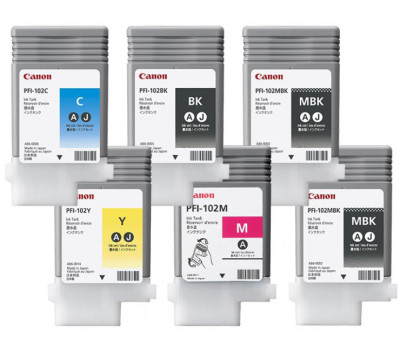 Комплект картриджей Canon PFI-102 (MBKx2,BK,M,C,Y) 6 шт х 130 мл