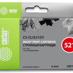 Картридж струйный Cactus CS-CLI521GY серый (8.4мл) для Canon Pixma MP980/MP990