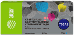 Картридж струйный Cactus CS-EPT05A200 голубой (215мл) для Epson WorkForce Pro WF-C878/C879