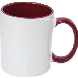 Кружка B11T-09, 11oz, бордовая внутри + бордовая ручка