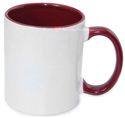 Кружка B11T-09, 11oz, бордовая внутри + бордовая ручка
