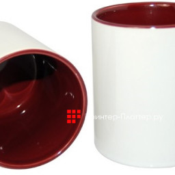 Кружка B11T-09, 11oz, бордовая внутри + бордовая ручка
