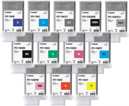 Комплект картриджей Canon PFI-106 (MBK,BK,M,C,Y,G,B,PC,PM,R,GY,PGY) 12 шт x 130 мл