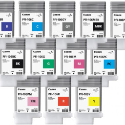 Комплект картриджей Canon PFI-106 (MBK,BK,M,C,Y,G,B,PC,PM,R,GY,PGY) 12 шт x 130 мл