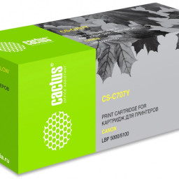 Картридж лазерный Cactus CS-C707Y желтый (2000стр.) для Canon LBP i-Sensys 5000/5100