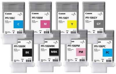 Комплект картриджей Canon PFI-106 (MBK,BK,M,C,Y,GY,PC,PM) 8 шт х 130 мл